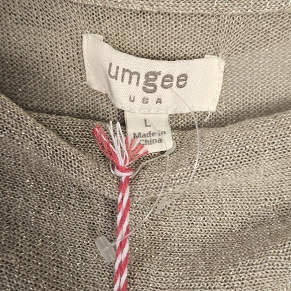 Umgee Women's L Sweater Beige Metallic Pullover Cowl Neck Shimmer New Year's Eve - Picture 2 of 10